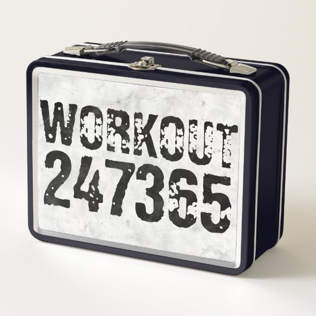 Worn out and scratched text Workout 247365 rustic Metal Lunch Box (Front)
