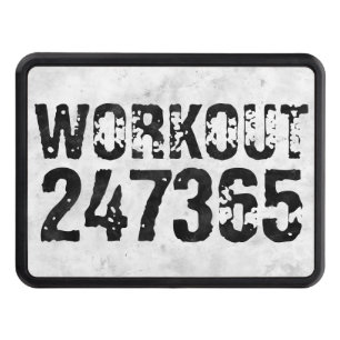 Worn out and scratched text Workout 247365 rustic Trailer Hitch Cover