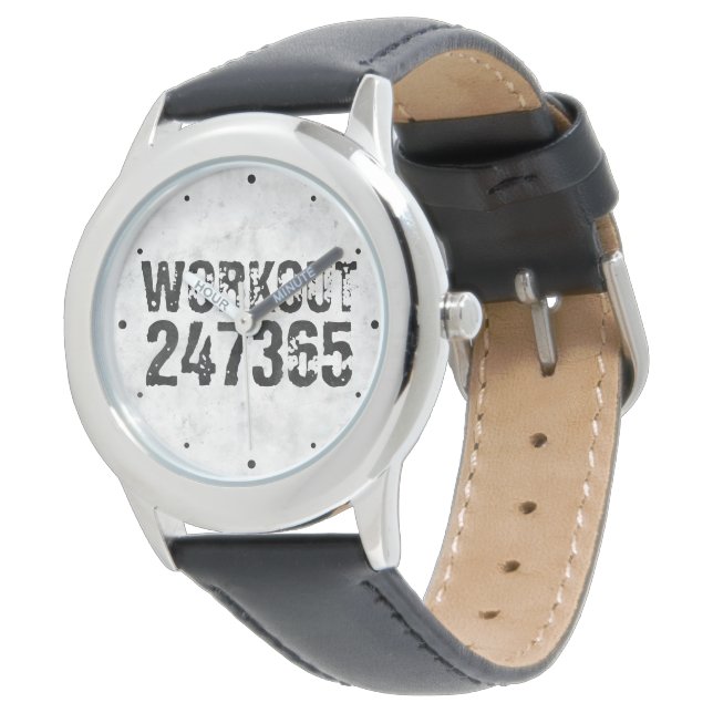 Worn out and scratched text Workout 247365 rustic Watch (Angled)
