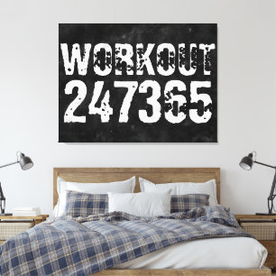 Worn out and scratched text Workout 247365 vintage Canvas Print
