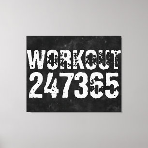 Worn out and scratched text Workout 247365 vintage Canvas Print