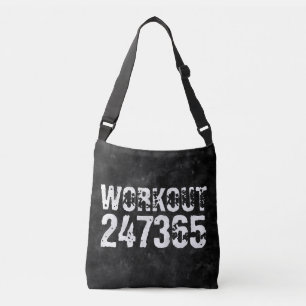 Worn out and scratched text Workout 247365 vintage Crossbody Bag