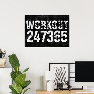 Worn out and scratched text Workout 247365 vintage Poster