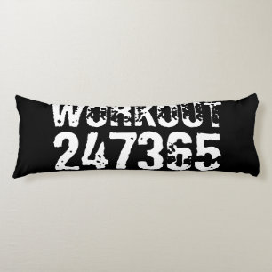 Worn out and scratched text Workout 247365 white Body Pillow