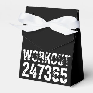 Worn out and scratched text Workout 247365 white Favor Box