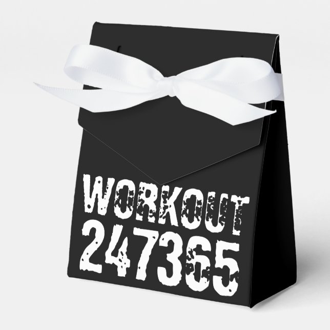 Worn out and scratched text Workout 247365 white Favor Box (Front Side)