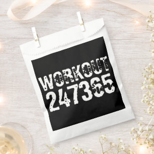 Worn out and scratched text Workout 247365 white Favour Bag