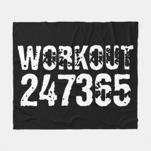 Worn out and scratched text Workout 247365 white Fleece Blanket