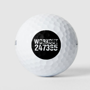 Worn out and scratched text Workout 247365 white Golf Balls