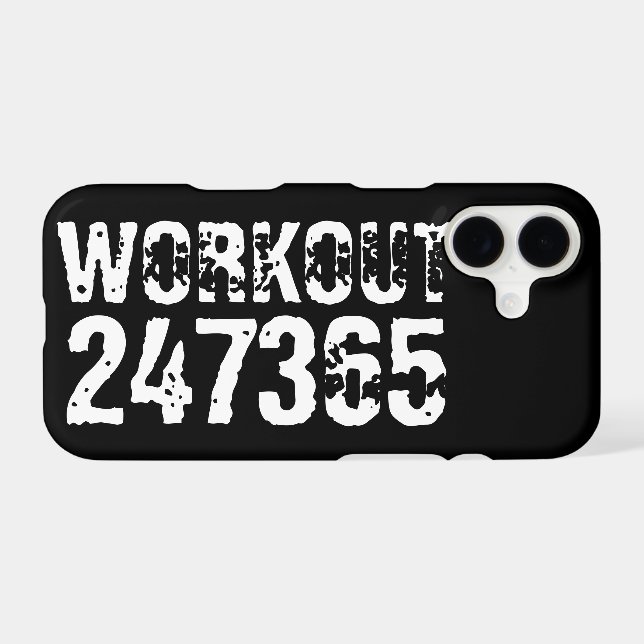 Worn out and scratched text Workout 247365 white iPhone Case (Back Horizontal)