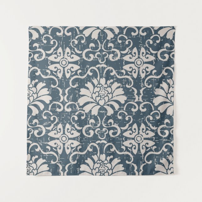 Worn out antique seamless background botanic spira tapestry (Front)