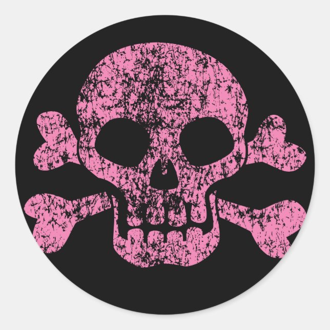 Worn Out Skull and Crossbones Classic Round Sticker (Front)