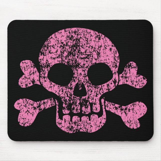Worn Out Skull and Crossbones Mouse Pad (Front)