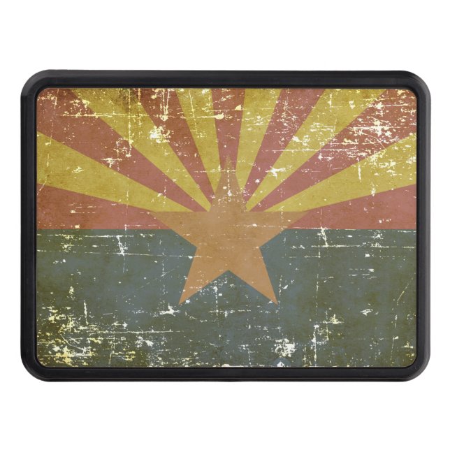 Worn Patriotic Arizona State Flag Trailer Hitch Cover (Front)