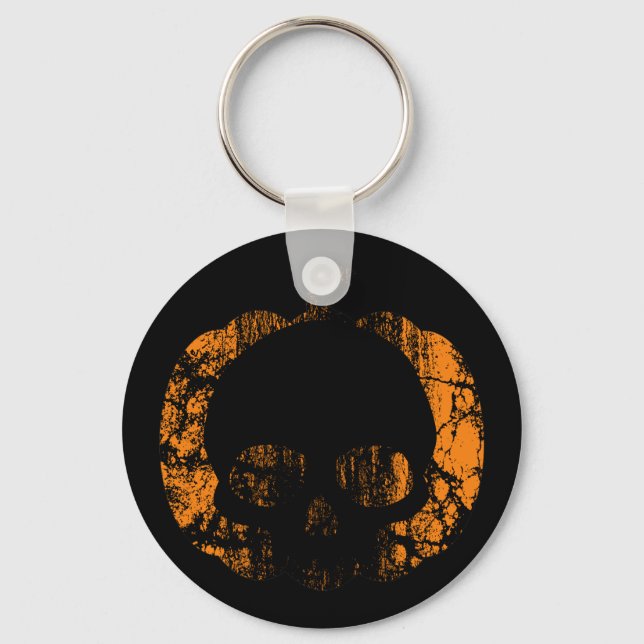 Worn Pumpkin Skull Keychain (Front)