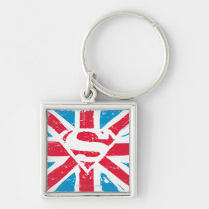 Worn S-Shield Over Flag Keychain