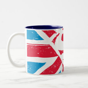 Worn S-Shield Over Flag Two-Tone Coffee Mug
