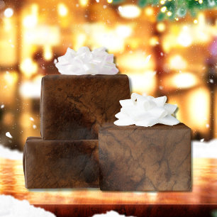 Worn Saddle Faux Leather Wrapping Paper