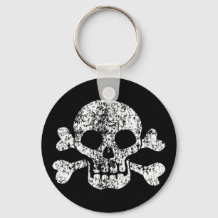 Worn Skull and Crossbones Keychain