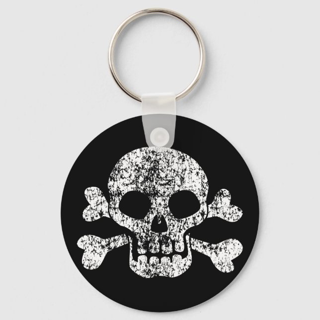 Worn Skull and Crossbones Keychain (Front)