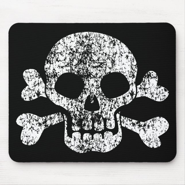Worn Skull and Crossbones Mouse Pad (Front)