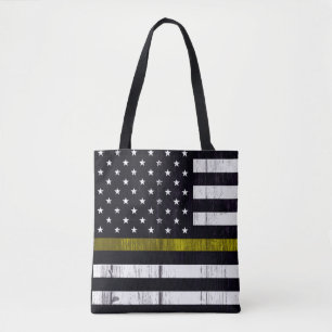 Worn Thin Yellow Line Flag Tote Bag