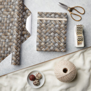 Worn Weathered Wood Weave Texture Wrapping Paper