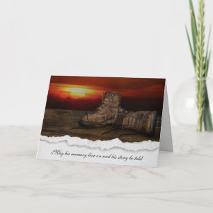 worn work boots sunset sympathy card
