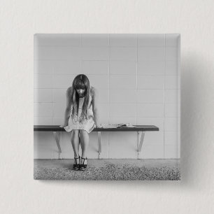 Worried Girl 2 Inch Square Button