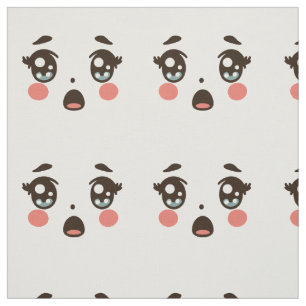 worried girly cartoon doll face art illustrations fabric
