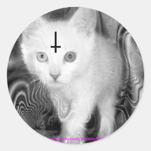 worship the kitty classic round sticker