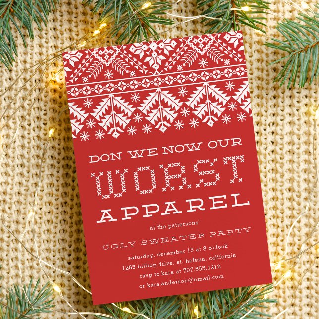 Worst Apparel | Ugly Sweater Party Invitation (Creator Uploaded)