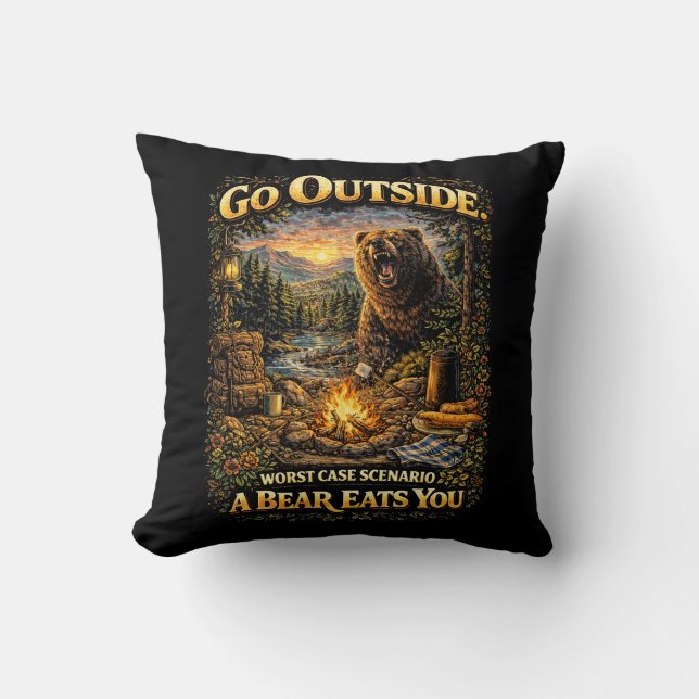 Worst Case Wilderness Throw Pillow (Front)
