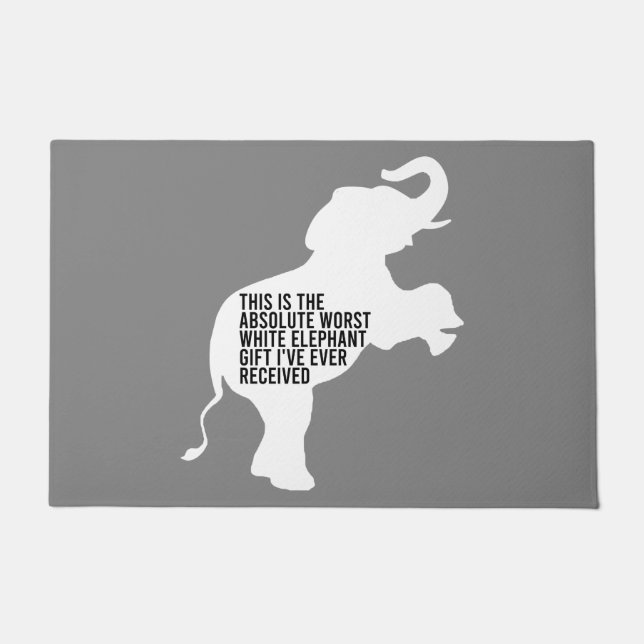 Worst White Elephant Gift Ever Funny Doormat (Front)