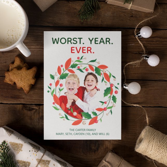 Worst Year Ever Funny Christmas Dark Humour Holiday Card (Creator Uploaded)