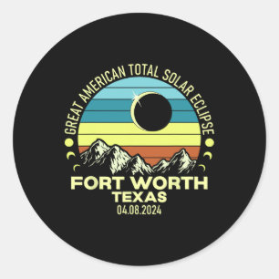Worth Texas Total Solar Eclipse 2024 Classic Round Sticker