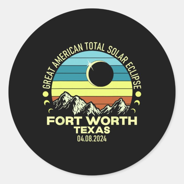 Worth Texas Total Solar Eclipse 2024  Classic Round Sticker (Front)
