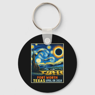 Worth Texas Total Solar Eclipse 2024 Starry Night Keychain
