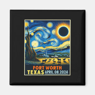 Worth Texas Total Solar Eclipse 2024 Starry Night  Magnet