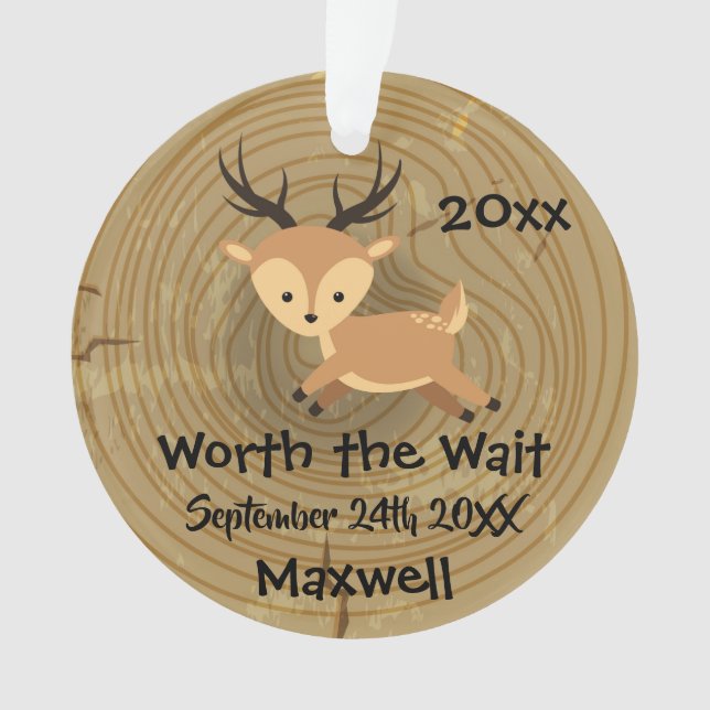 Worth the Wait - Customized Deer Adoption Gift Ornament (Front)