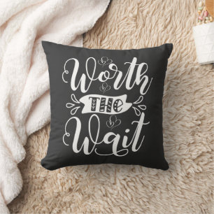 Worth the Wait outfit, Rainbow Baby announcement Throw Pillow