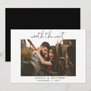 Worth the Wait Wedding Photo Script Modern Save The Date