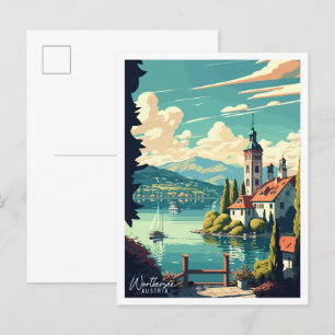 Worthersee Austria vintage travel illustration Postcard