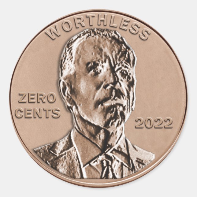 Worthless Joe Biden Penny Sticker (Front)