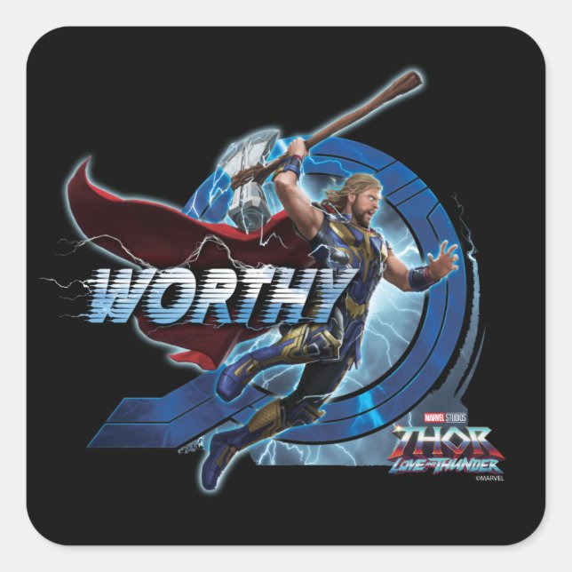 Worthy Thor Stormbreaker Rush Graphic Square Sticker (Front)
