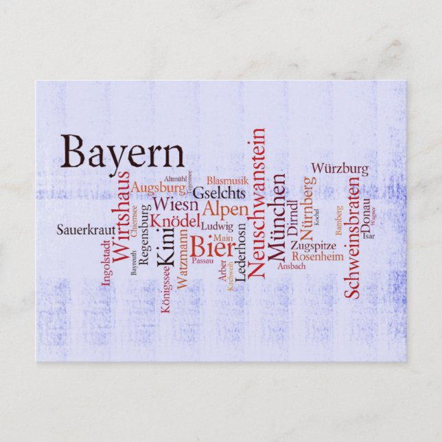 Wortwolke word cloud Bayern Bavaria Postcard (Front)
