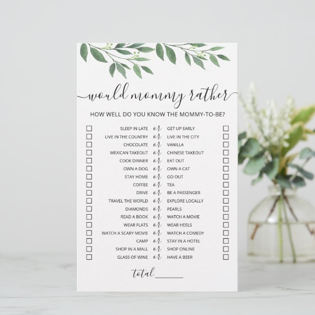Would Mommy Rather Baby Shower Game (Standing Front)