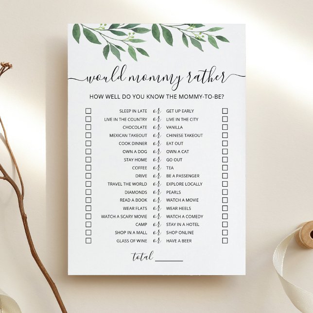 Would Mommy Rather Baby Shower Game Card (Creator Uploaded)