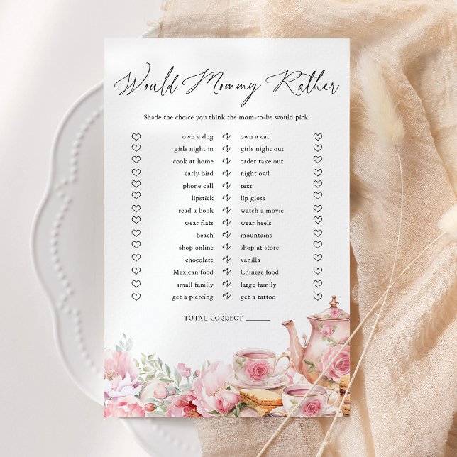 Would Mommy Rather Floral Tea Baby Shower Game (Creator Uploaded)