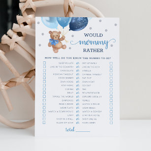 Would Mommy Rather Game Baby Shower Party Card